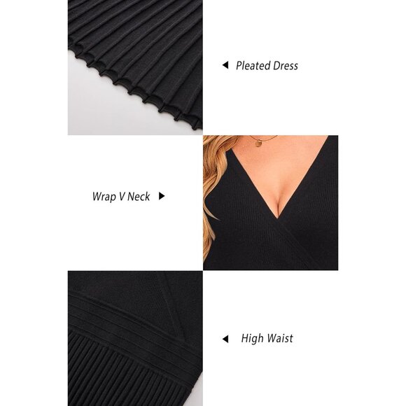 Women's Maternity Dress Long Sleeve Wrap V Neck Pleated Baby Shower Midi - Picture 7 of 7